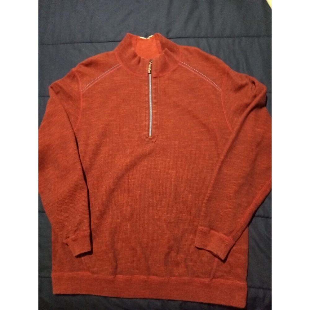 Tommy Bahama Sweater Mens Large Long Sleeve 1/4‎ Zip Casual Adult Golf Pima